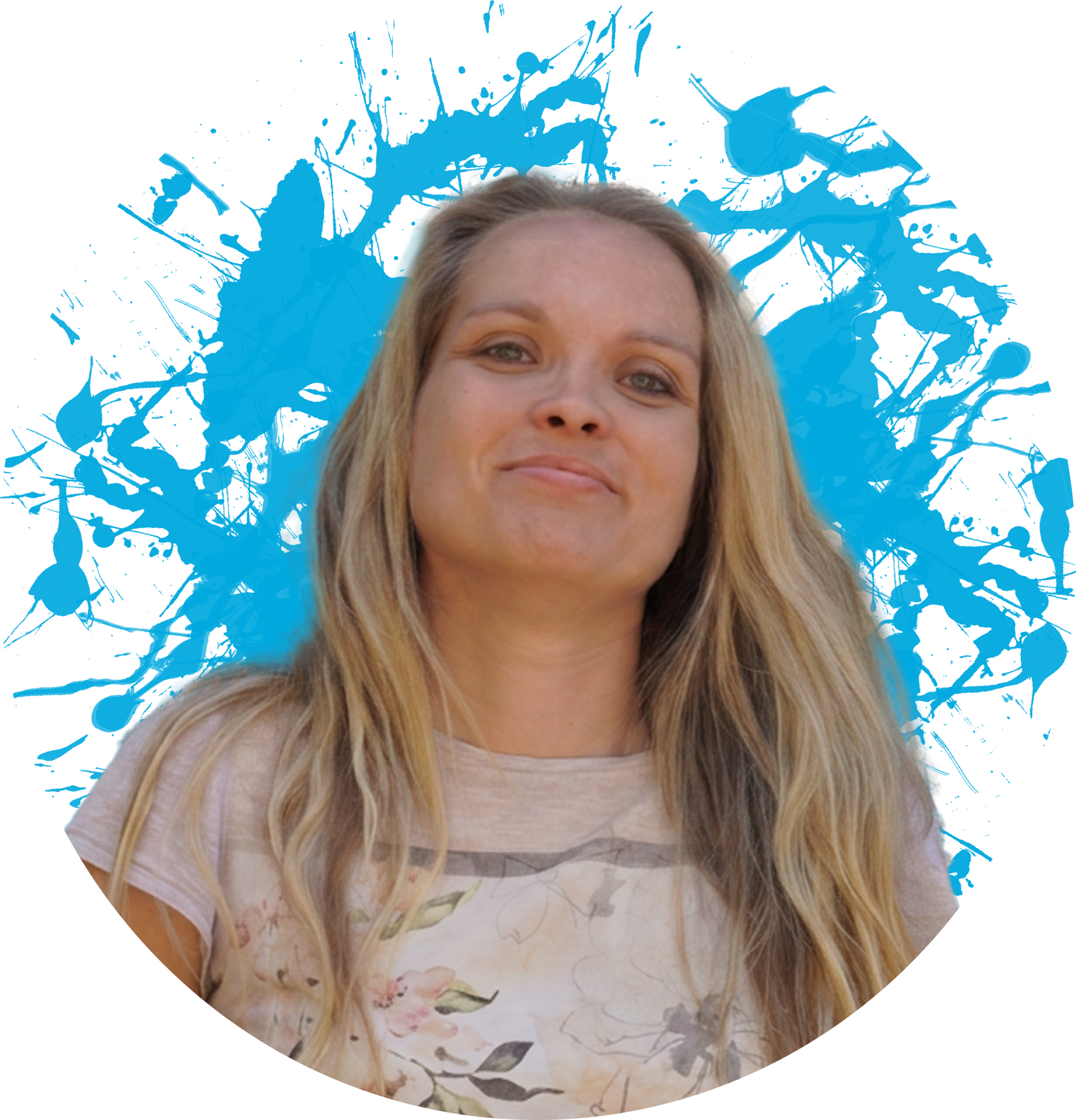 Anna vor Farbkleks runder Bildausschnitt