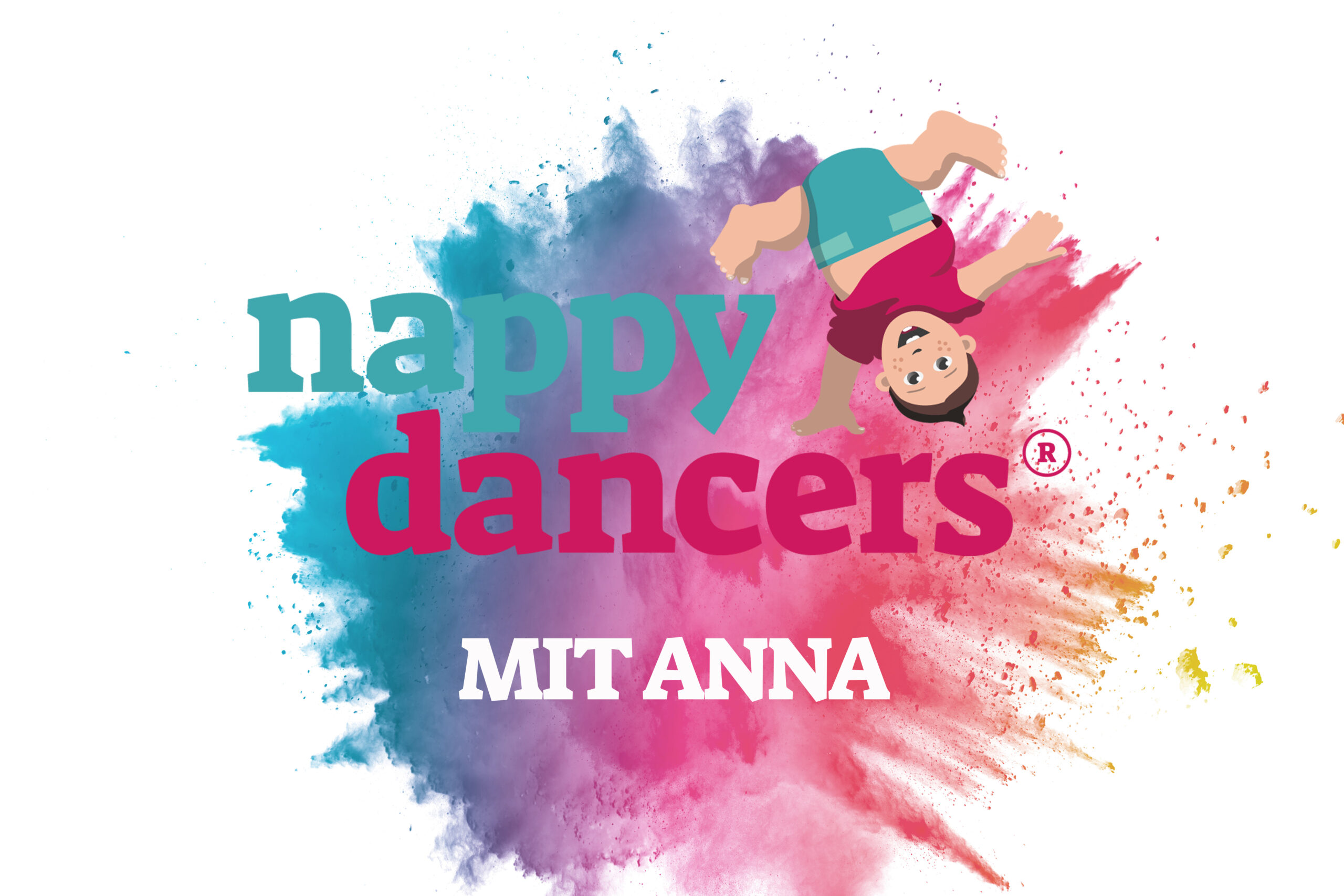 nappydancers® mit Anna Logo mit Farbsplash